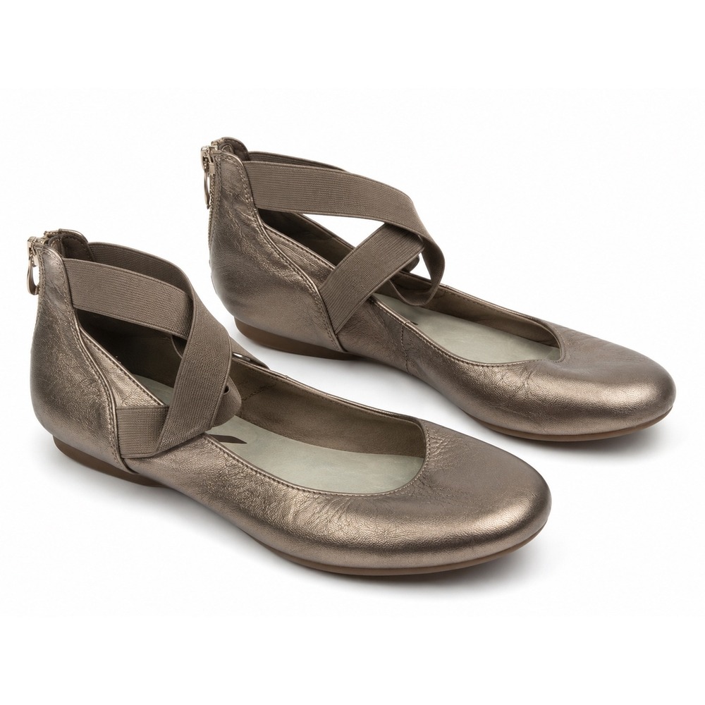 Anne Klein Sport Metallic Bronze Leather Mary Jane Flats Women's Size 7.5